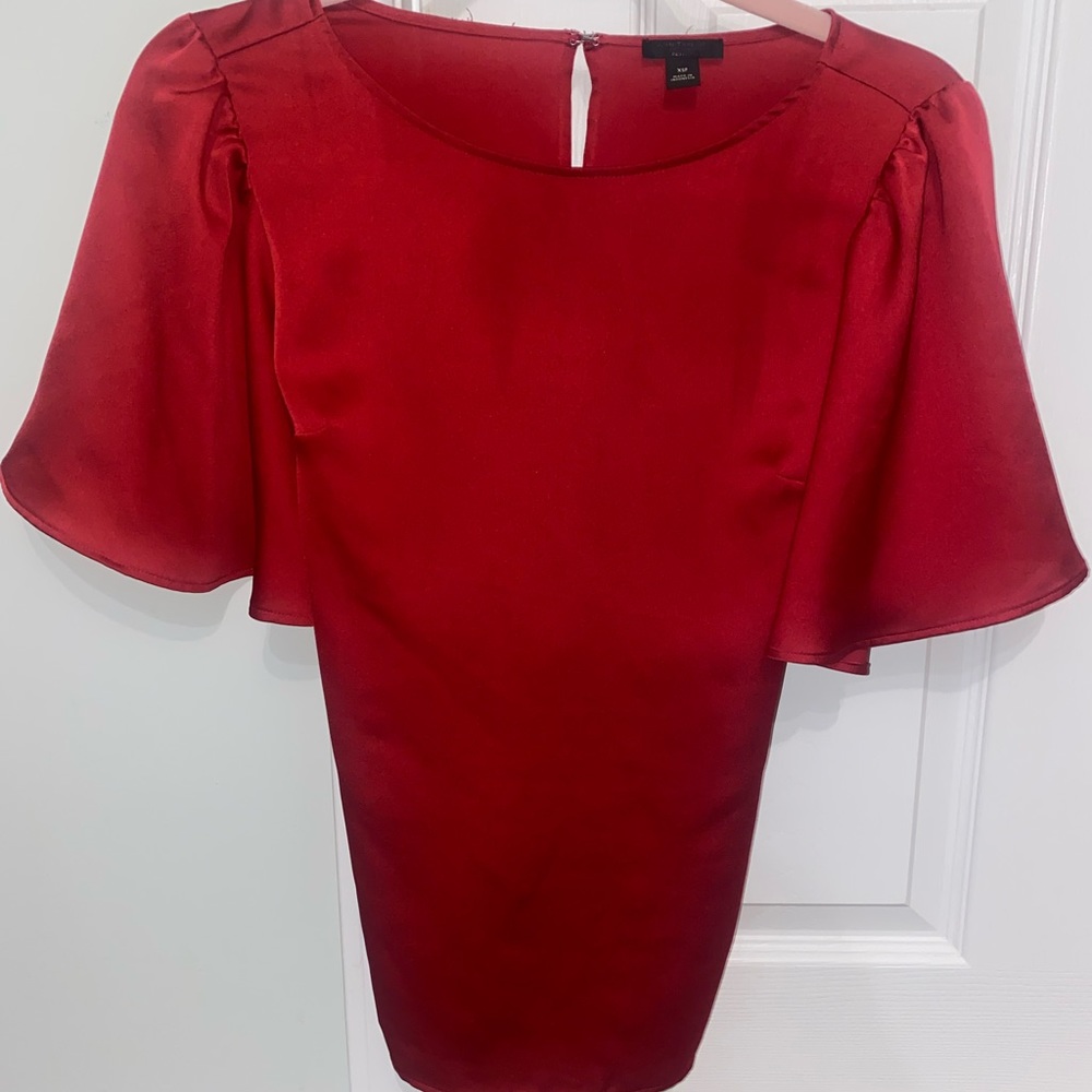 Red satin tie back top